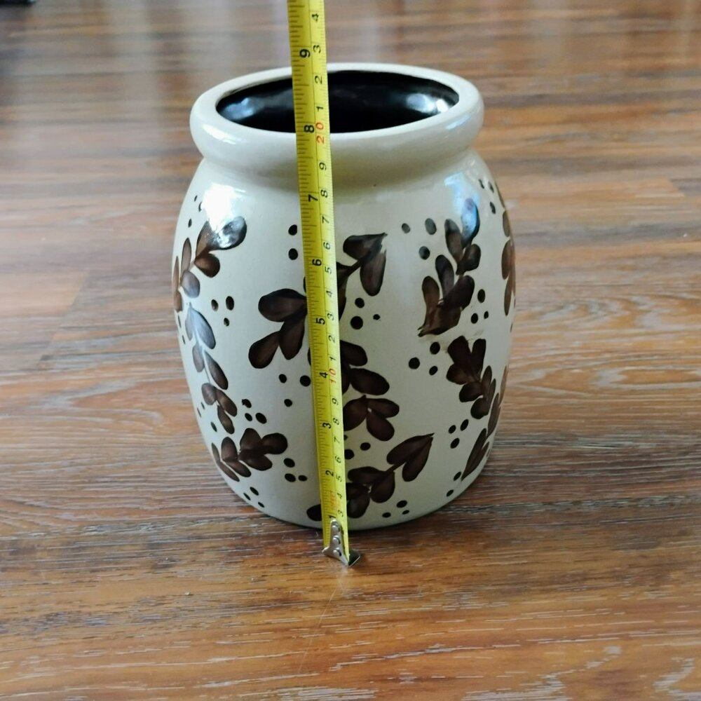 Beaumont Brothers Pottery Crock, Brown Leaves Salt Glaze Stoneware BBP Vintage - Picture 3 of 7
